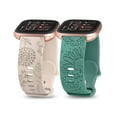 thumbnail image 1 of Wearlizer 2 Packs Floral Engraved Band Compatible with Fitbit Versa 2/ Versa/Versa Lite Bands Women, Cute Soft Silicone Sunflower Dandelion Sport Designer Fancy Summer Strap for Versa 2 Smart Watch, 1 of 7