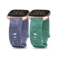 thumbnail image 1 of Wearlizer 2 Packs Floral Engraved Band Compatible with Fitbit Versa 2/ Versa/Versa Lite Bands Women, Cute Soft Silicone Sunflower Dandelion Sport Designer Fancy Summer Strap for Versa 2 Smart Watch, 1 of 7