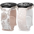 thumbnail image 1 of Wearlizer 2 Packs Floral Engraved Band Compatible with Samsung Galaxy Watch 7/FE/6/5/5 Pro/Watch 4 40mm 44mm/Watch 3 41mm/Active 2 Band Women, Cute Two-Tone Flower Soft Silicone Sport for 20mm Watch, 1 of 7