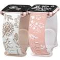 thumbnail image 1 of Wearlizer 2 Packs Floral Engraved Band Compatible with Versa 2 Bands for Women, Two-Tone Flower Soft Silicone Sport Strap for Versa/Versa 2/Versa Lite/Versa SE Smart Watch, 1 of 6