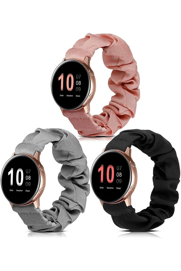 3 Packs Compatible with Samsung Galaxy Watch 7 6 5 4 FE 40mm 44mm/Watch 6 Classic/Watch 5 Pro/Watch 4 Classic/Active 2/Watch 3 41mm Women, 20 mm Elastic Watch Bands