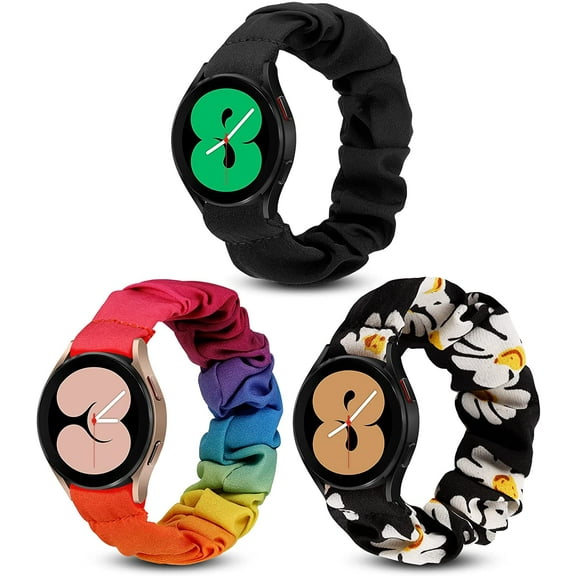 Wearlizer 3 Packs Compatible with Samsung Galaxy Watch 7 6 5 4 FE 40mm 44mm/Watch 6 Classic/Watch 5 Pro/Watch 4 Classic/Active 2/Watch 3 41mm Women, 20 mm Elastic Watch Bands