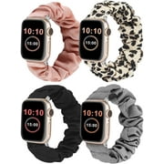 Wearlizer 4 Packs Compatible with Apple Watch Band Scrunchie Soft Cloth 38mm 40mm 41mm Cute Printed Elastic Watch Bands Women for Apple iWatch Ultra 2/Ultra/9/8/7/SE/6/5/4/3/2/1