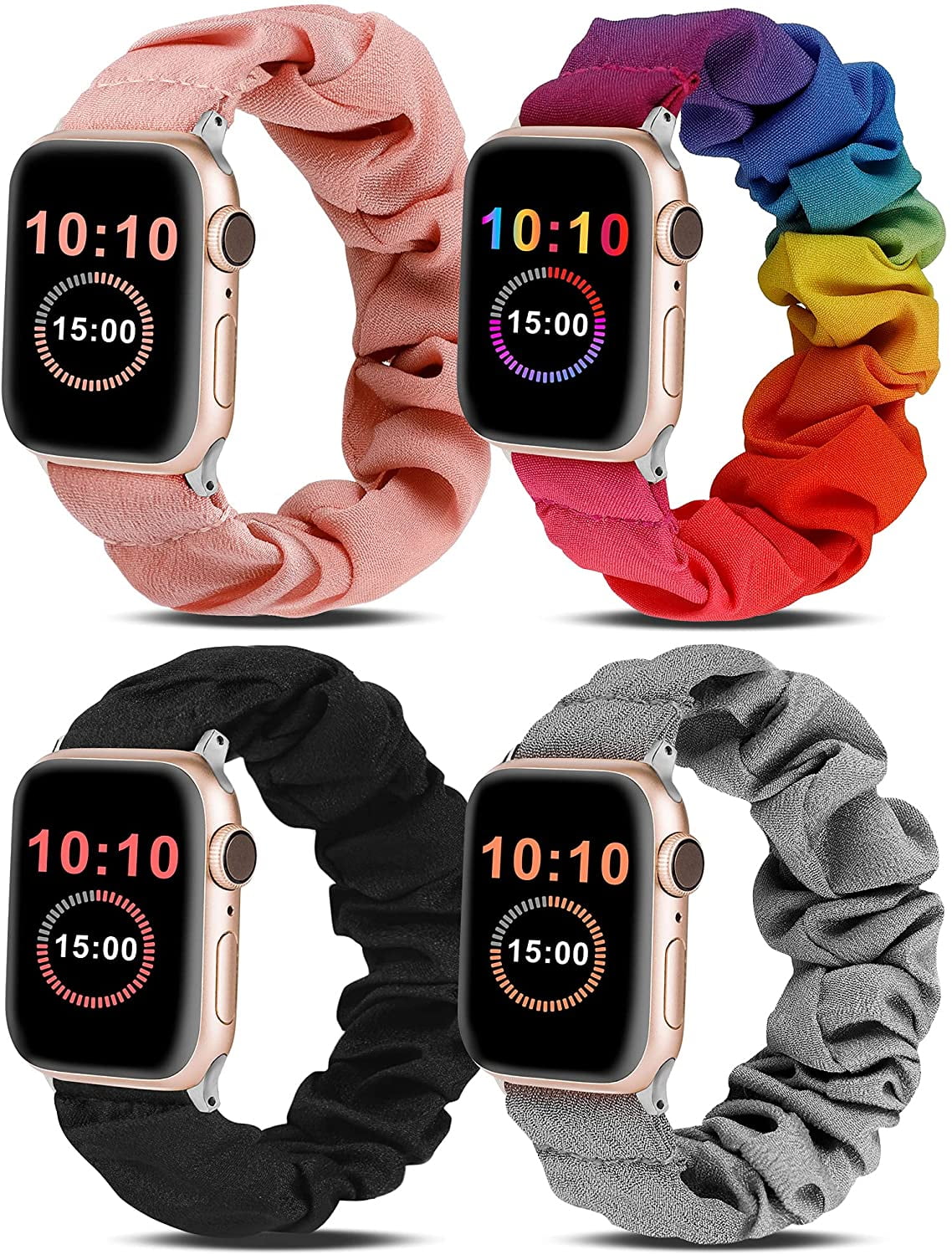 Wearlizer 4 Packs Compatible with Apple Watch Band Scrunchie Soft Cloth 38mm 40mm 41mm Cute Printed Elastic Watch Bands Women for Apple iWatch Ultra 2 Ultra 9 8 7 SE 6 5 4 3 2 1 Walmart