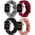 thumbnail image 1 of Wearlizer 4 Packs Compatible with Apple Watch Band Scrunchie Soft Cloth 38mm 40mm 41mm 42mm 45mm 46mm 49mm, Cute Printed Elastic Watch Bands Women for Apple iWatch Ultra 2/Ultra/10/9/8/7/SE/6/5/4/3, 1 of 7