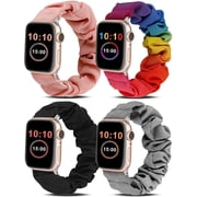 Wearlizer 4 Packs Compatible with Apple Watch Band Scrunchie Soft Cloth 38mm 40mm 41mm 42mm 45mm 46mm 49mm, Cute Printed Elastic Watch Bands Women for Apple iWa
