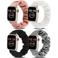 thumbnail image 1 of Wearlizer 4 Packs Compatible with Apple Watch Band Scrunchie Soft Cloth 38mm 40mm 41mm 42mm 45mm 46mm 49mm, Cute Printed Elastic Watch Bands Women for Apple iWatch Ultra 2/Ultra/10/9/8/7/SE/6/5/4/3, 1 of 7