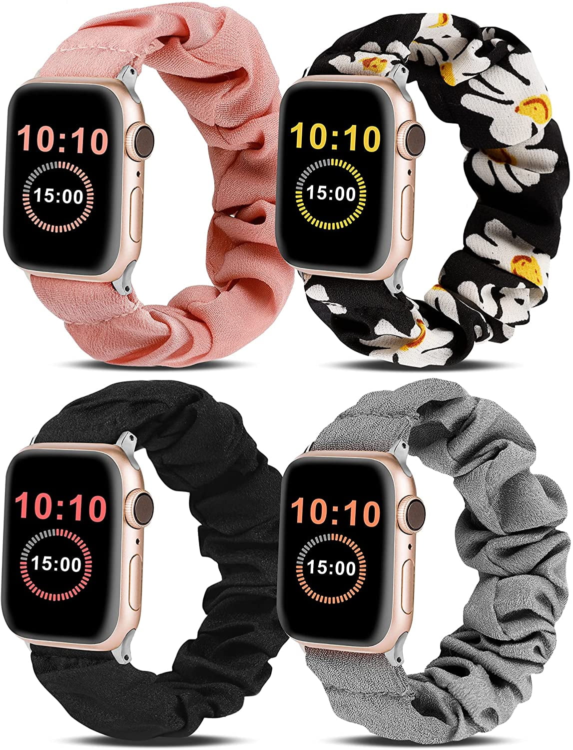 Wearlizer 4 Packs Compatible with Apple Watch Band Scrunchie Soft Cloth 38mm 40mm 41mm Cute Printed Elastic Watch Bands Women for Apple iWatch Ultra 2 Ultra 9 8 7 SE 6 5 4 3 2 1 Walmart Business Suppl...