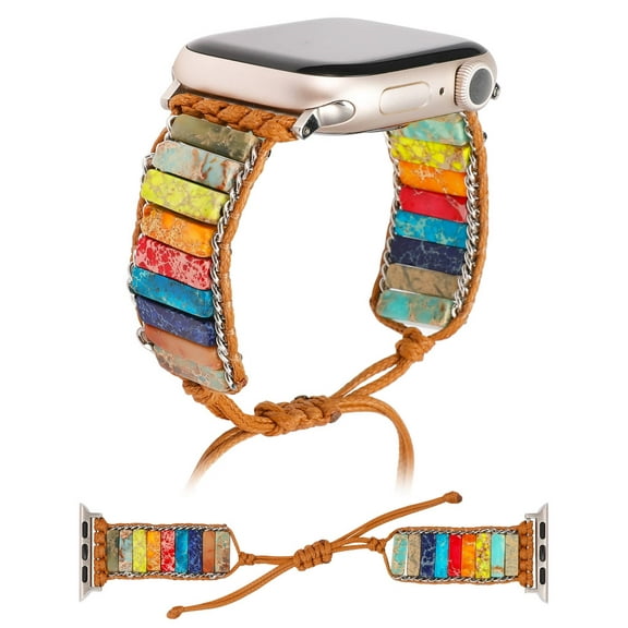 Wearlizer Bohemian Beaded Bracelet Compatible with Apple Watch Band 38/40/41/42/44/45/49mm, Handmade Chakra Energy Natural Stone Watch Strap for iWatch Series 8 7 6 5 4 3 2 1 SE