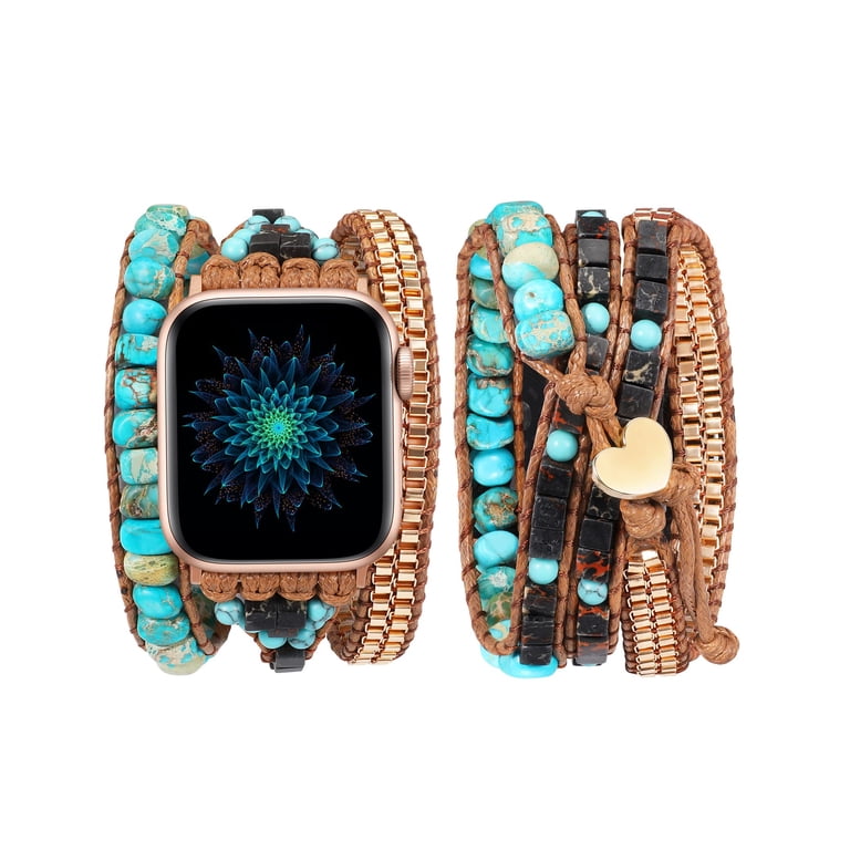 NEW Boho Braided Beaded Apple Watch Band Wearlizer Boho Beads Band Compatible with Apple Watch Band  main image 3