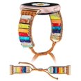 thumbnail image 1 of Wearlizer Boho Stone Bracelet Compatible with Versa 4 Band/Versa 3/Sense 2/Sense Band for Women, Stylish Adjustable Handmade Solo Loop Chakra Energy Colorful Natural Stone Rope Braided Watch Strap, 1 of 6