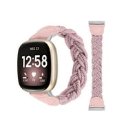 Wearlizer Braided Bands Compatible with Fitbit Versa 4/Versa 3/Fitbit Sense 2/Fitbit Sense Band for Women, Elastic Solo Loop Stretchy Nylon Woven Wristband