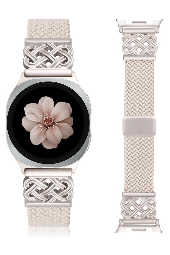 Braided Magnetic Band Compatible with Samsung Galaxy Watch 8 40mm 44mm & Watch 8 Classic 46mm, Celtic Stretchy Nylon Strap Adjustable Elastic Watch Band for Women Men (No for Ultra)
