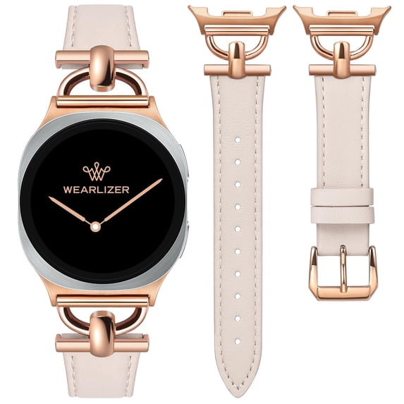 Wearlizer Leather Band Compatible with Samsung Galaxy Watch 9/8 40mm 44mm & Watch 8 Classic 46mm, Slim Dressy Genuine Leather Strap with D-Shape Metal Buckle for Women