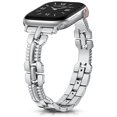 thumbnail image 1 of Wearlizer Slim Stainless Steel Watch Band Compatible with Apple Watch Bands Women Sculpted Link Bracelet Adjustable Strap for Series 11/10/9/8/7/6/5/4/3/SE/Ultra 38/40/41/42/44/45/46/49mm, 1 of 6