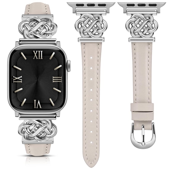 Wearlizer Celtic Knot Leather Band Compatible with Apple Watch Band 38/40/41/42/44/45/46/49mm Women, Slim Dressy Premium Leather Strap for iWatch Series 11 10 9 8 7 6 5 4 SE Ultra 3 2 1