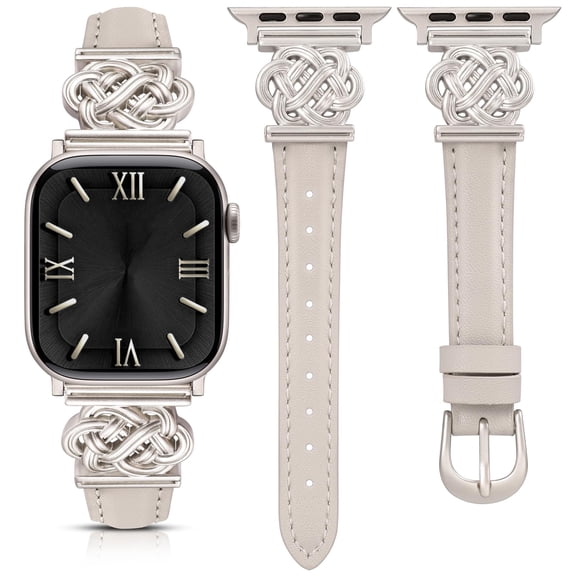 Wearlizer Celtic Knot Leather Band Compatible with Apple Watch Band 38/40/41/42/44/45/46/49mm Women, Slim Dressy Premium Leather Strap for iWatch Series 11 10 9 8 7 6 5 4 SE Ultra 3 2 1