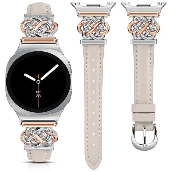 Wearlizer Celtic Knot Leather Band Compatible with Samsung Galaxy Watch 9/8 40mm 44mm & Galaxy Watch 8 Classic 46mm Women, Slim Dressy Soft Leather Strap