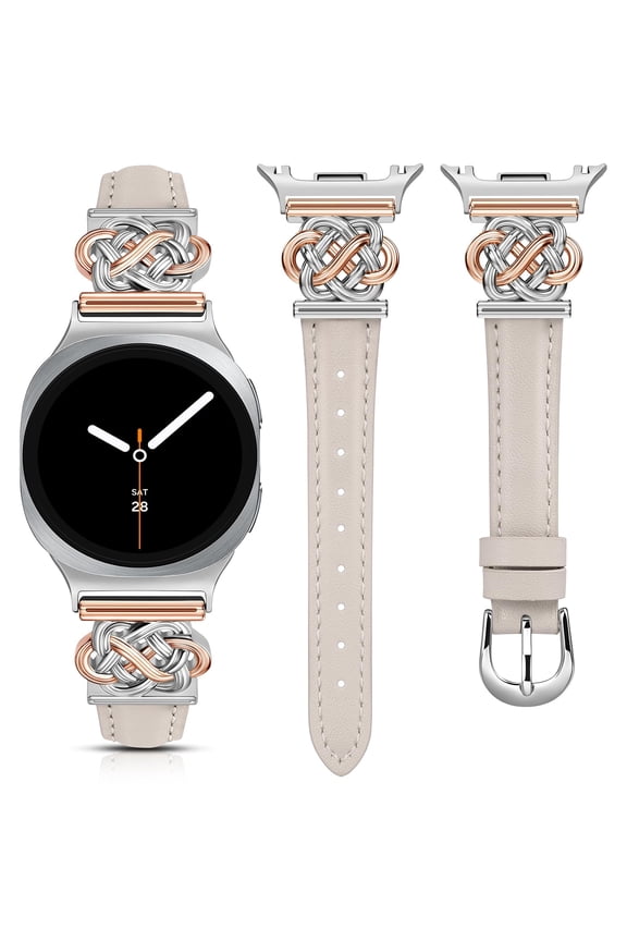 Celtic Knot Leather Band Compatible with Samsung Galaxy Watch 8 40mm 44mm & Galaxy Watch 8 Classic 46mm Women, Slim Dressy Soft Leather Strap