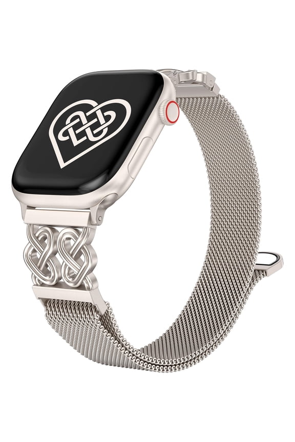 Celtic Knot Magnetic Band Compatible with Apple Watch Band 38/40/41/42/44/45/46/49mm Women, Stainless Steel Mesh Strap for iWatch Series 10/9/8/7/6/5/4/3/2/1/SE/Ultra