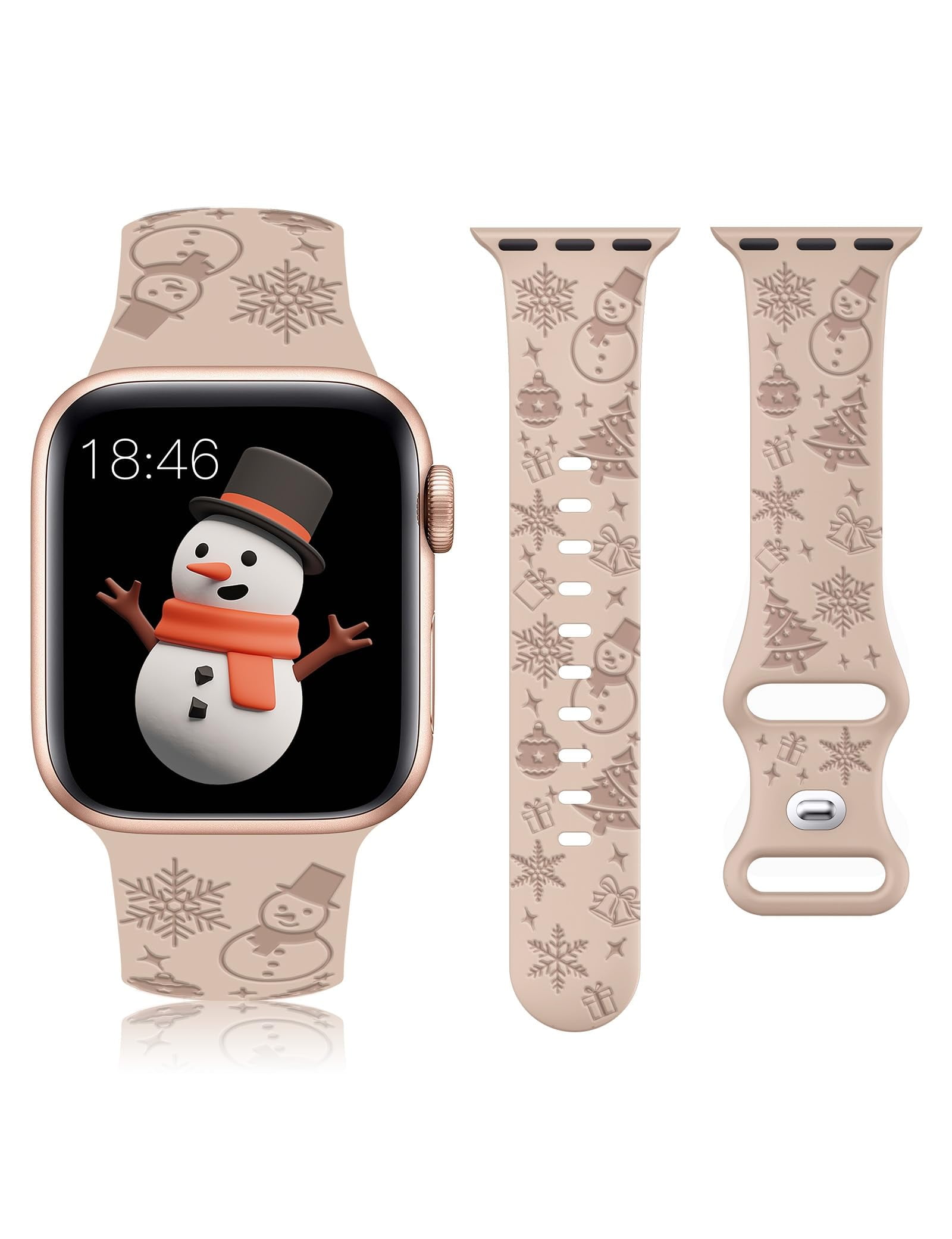  Christmas Watch Bands with Band Charms Decorative & Rings Loops  for Apple Watch 38mm/40mm/41mm/42mm/44mm/45/49mm for iWatch SE/Series8 7 6  5 4 3 2 1, Replaceable Holiday Soft Silicone Sport Watch Bands