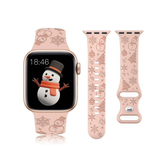Wearlizer Christmas Engraved Band Compatible with Apple Watch Band 38mm 40mm 41mm 42mm 44mm 45mm 49mm Women Men, Silicone Snowman Santa Claus Holidays Strap for iWatch Series Ultra SE 9 8 6 5 4 3 2 1