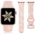 thumbnail image 1 of Wearlizer Christmas Snowflake Engraved Silicone Band Compatible with Apple Watch Band for Women 40mm 38mm 41mm 42mm 44mm 45mm 49mm, Soft Two-Tone Sport Strap for iWatch Series 9 8 7 6 5 4 3 SE Ultra, 1 of 6