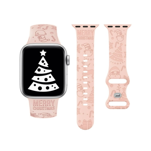 Wearlizer Christmas Snowflakes Engraved Watch Band Compatible with Apple Watch Band 38mm Christmas Gift Silicone Band for Girls, 40mm/41mm Series 8 7 6 5 4 3 2 1 SE