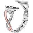 thumbnail image 1 of Wearlizer Compatible with Apple Watch Band 38mm 40mm 41mm Womens Mens for iWatch Color Matching 2-Tone Bling Rhinestone Metal Wristband Strap X-Link Series SE 8 7 6 5 4 3 2 1, 1 of 6