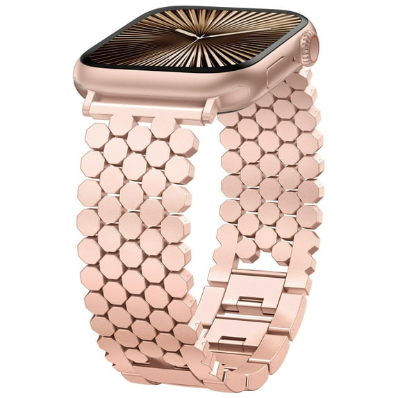 Wearlizer Compatible with Apple Watch Band 41/40/38/44/45/46/49/42mm Women, Dressy Honeycomb Metal Watch Band Designer Bracelet Wristband for iWatch Series 10 9 8 7 6 5 4 3 Ultra SE