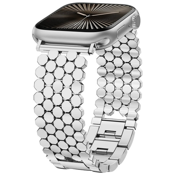 Wearlizer Compatible with Apple Watch Band 41/40/38/44/45/46/49/42mm Women, Dressy Honeycomb Metal Watch Band Designer Bracelet Wristband for iWatch Series 10 9 8 7 6 5 4 3 Ultra SE