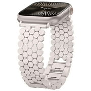 Wearlizer Compatible with Apple Watch Band 41/40/38/44/45/46/49/42mm Women, Dressy Honeycomb Metal Watch Band Designer Bracelet Wristband for iWatch Series 10 9 8 7 6 5 4 3 Ultra SE
