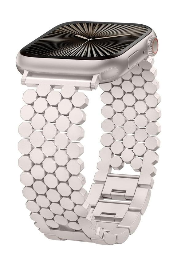 Compatible with Apple Watch Band 41/40/38/44/45/46/49/42mm Women, Dressy Honeycomb Metal Watch Band Designer Bracelet Wristband for iWatch Series 10 9 8 7 6 5 4 3 Ultra SE