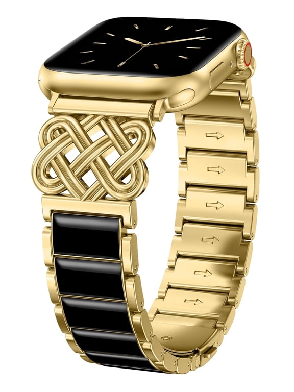 Compatible with Apple Watch Band for Women 38/40/41/42/44/45/46/49mm, Celtic Knot Stainless Steel Resin Bracelet Band, Dressy Chain Link Strap for iWatch Series 11/10/9/8/7/6/5/4/SE/Ultra