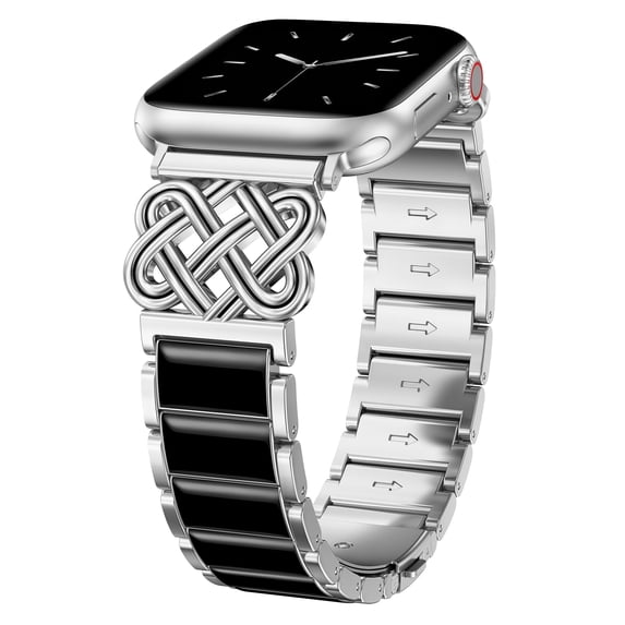 Wearlizer Compatible with Apple Watch Band for Women 38/40/41/42/44/45/46/49mm, Celtic Knot Stainless Steel Resin Bracelet Band, Dressy Chain Link Strap for iWatch Series 11/10/9/8/7/6/5/4/SE/Ultra