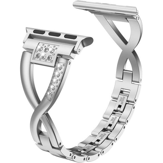Wearlizer Compatible with Apple Watch Bands 42mm 44mm 45mm 49mm Series 1 2 3 4 5 6 7 8 SE Ultra Womens for iWatch Color-Match 2-Tone Bling Rhinestone Wristband Mix X-Link