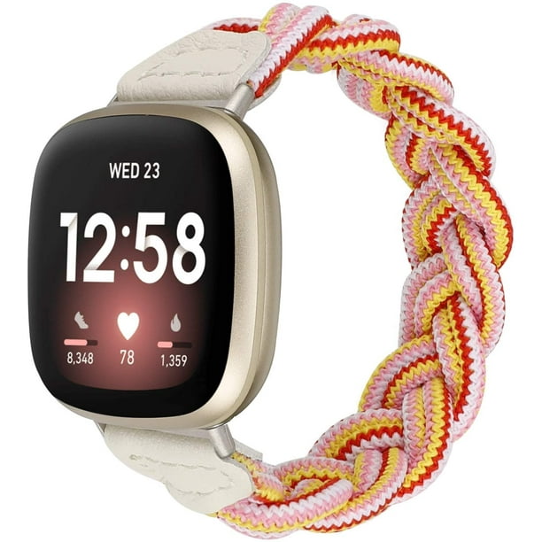 Wearlizer Elastic Band Compatible with Fitbit Sense 2 Sense Versa 4 Versa 3 Watch Bands for Women Slim Solo Loop Braided Strap Wristband Stretchy Woven Accessory Walmart Business Supplies