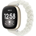 thumbnail image 1 of Wearlizer Elastic Band Compatible with Fitbit Versa 3 / Sense Bands, Slim Cute Solo Loop Braided Strap Stretchy Woven Wristband for Versa 3 / Sense Watch (White, L), 1 of 6