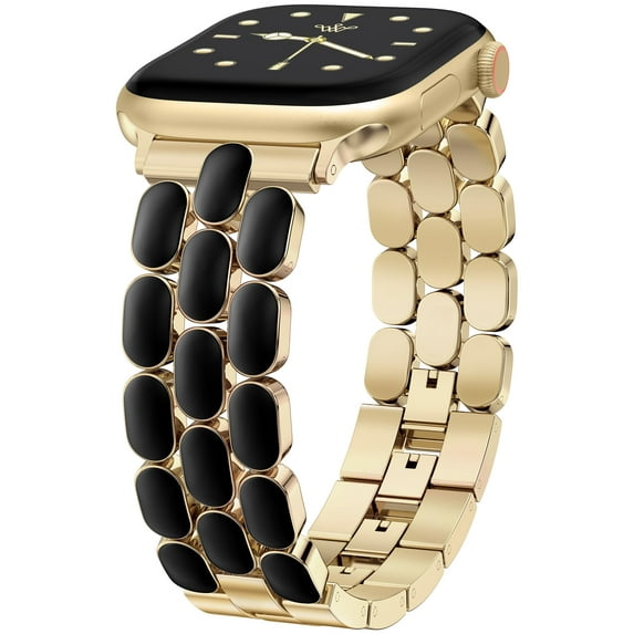 Wearlizer Enamel Metal Bracelet Compatible with Apple Watch Band 41/40/38/42/44/45/46/49mm, Stainless Steel Bracelet for iWatch Series Ultra 2/10/9/8/7/6/5/4/3/2/1 SE