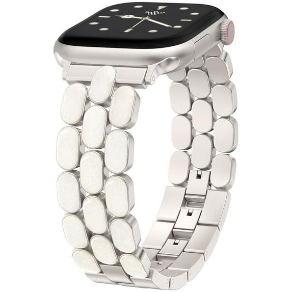 Wearlizer Enamel Metal Bracelet Compatible with Apple Watch Band 41/40/38/42/44/45/46/49mm, Stainless Steel Bracelet for iWatch Series Ultra 2/10/9/8/7/6/5/4/3/2/1 SE