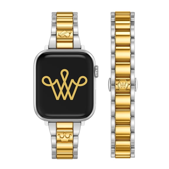 Wearlizer Gold Silver Stainless Steel Watch Band Compatible with Apple Watch Bands 38/40/41/42/44/45/46/49mm Women Metal Strap for Iwatch Series 11/10/9/8/7/6/5/4/3/SE/Ultra