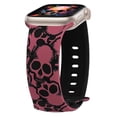 thumbnail image 1 of Wearlizer Halloween Skull Engraved Band Compatible with Apple Watch Band 40mm 38mm 41mm 49mm 45mm 44mm 42mm Women, Two-Tone Skull Cute Soft Silicone Sport Strap for iWatch Series 9 8/7/6/5/4/3/2/1/SE, 1 of 6