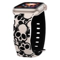 thumbnail image 1 of Wearlizer Halloween Skull Engraved Band Compatible with Apple Watch Band 40mm 38mm 41mm 49mm 45mm 44mm 42mm Women, Two-Tone Skull Cute Soft Silicone Sport Strap for iWatch Series 9 8/7/6/5/4/3/2/1/SE, 1 of 6