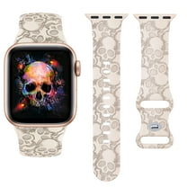 Wearlizer Halloween Skull Engraved Silicone Band Compatible with Apple Watch Band 38mm/40mm/41mm Women Men for iWatch Series 8/7/6/5/4/3/2/1/SE