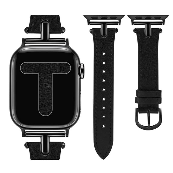 Wearlizer Leather Band Compatible with Apple Watch Band Women 38mm 40mm 41mm 42mm 44mm 45mm 46mm 49mm Dressy Leather Strap with T-shape Metal Buckle for iWatch Ultra SE Series 10 9 8 7 6 5 4 3