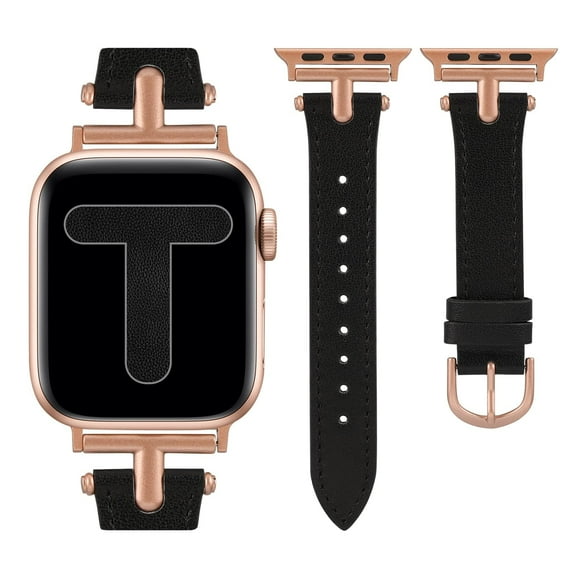 Wearlizer Leather Band Compatible with Apple Watch Band Women 38mm 40mm 41mm 42mm 44mm 45mm 46mm 49mm Dressy Leather Strap with T-shape Metal Buckle for iWatch Ultra SE Series 10 9 8 7 6 5 4 3