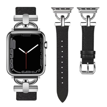 Wearlizer Leather Band Compatible with Apple Watch Band Women 38mm 40mm 41mm , Dressy Leather Strap with D-Shape Metal Buckle for iWatch Bands Series 8 SE 7 6 5 4 3 2 1