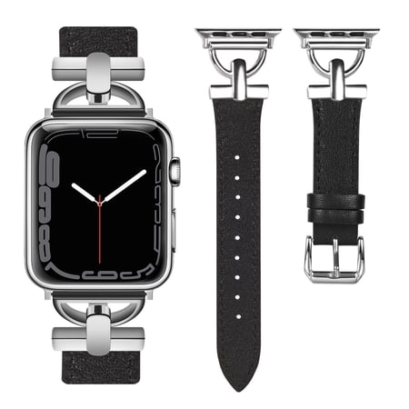 Wearlizer Leather Band Compatible with Apple Watch Band Women 38mm 40mm 41mm , Dressy Leather Strap with D-Shape Metal Buckle for iWatch Bands Series 8 SE 7 6 5 4 3 2 1