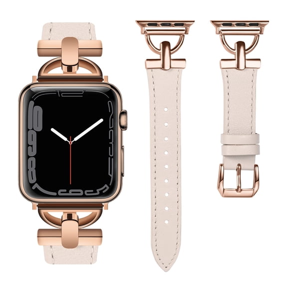 Wearlizer Leather Band Compatible with Apple Watch Band Women 38mm 40mm 41mm , Dressy Leather Strap with D-Shape Metal Buckle for iWatch Bands Series 8 SE 7 6 5 4 3 2 1