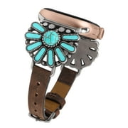 Wearlizer Leather Band Compatible with Apple Watch Band Women 38/40/41/42/44/45/49mm, Boho Western Vintage Turquoise Ethnic Antique Style Strap for iWatch Series Ultra 2 SE 9 8 7 6 5 4 3 2 1